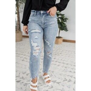 Judy Blue Relaxed Boyfriend Fit Jeans Womens Paint Splatter Distressed 13/31